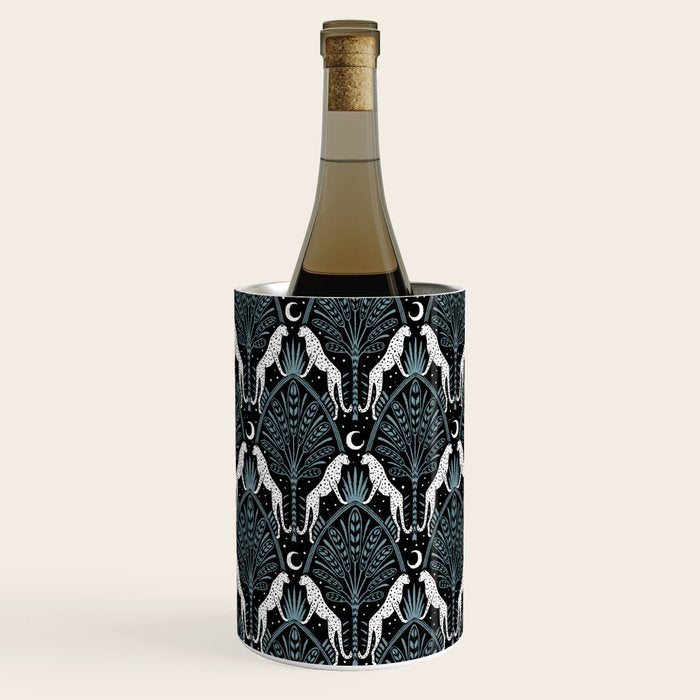 Night Cheetahs - black, white, and blue Wine Chiller Gallery Image 3