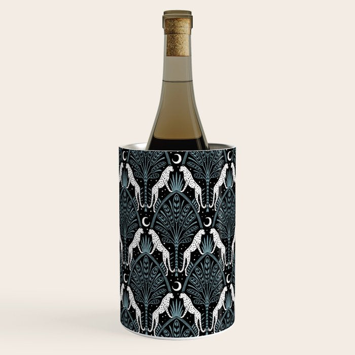Night Cheetahs - black, white, and blue Wine Chiller Gallery Image 1