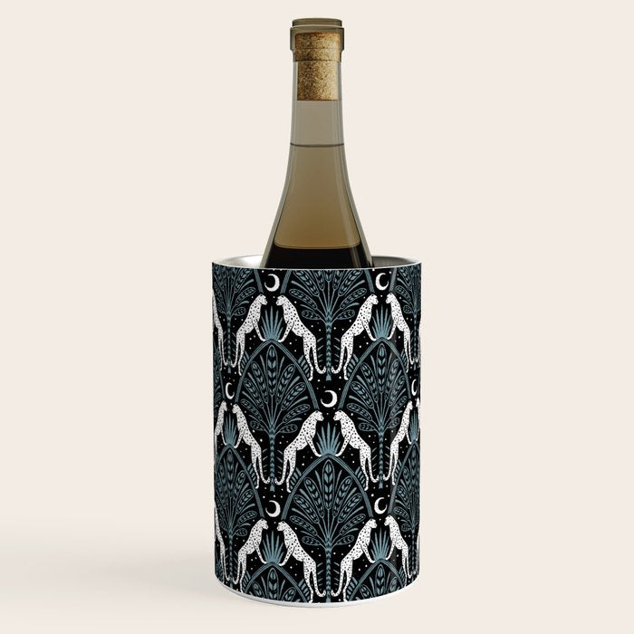 Night Cheetahs - black, white, and blue Wine Chiller Gallery Image 2
