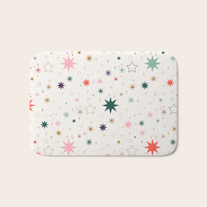 Whimsical Celestial Stars Seamless Pattern Bath Mat Gallery Image 1