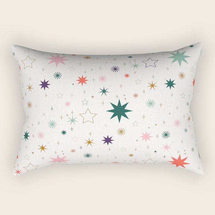Whimsical Celestial Stars Seamless Pattern Rectangular Pillow Gallery Image 2