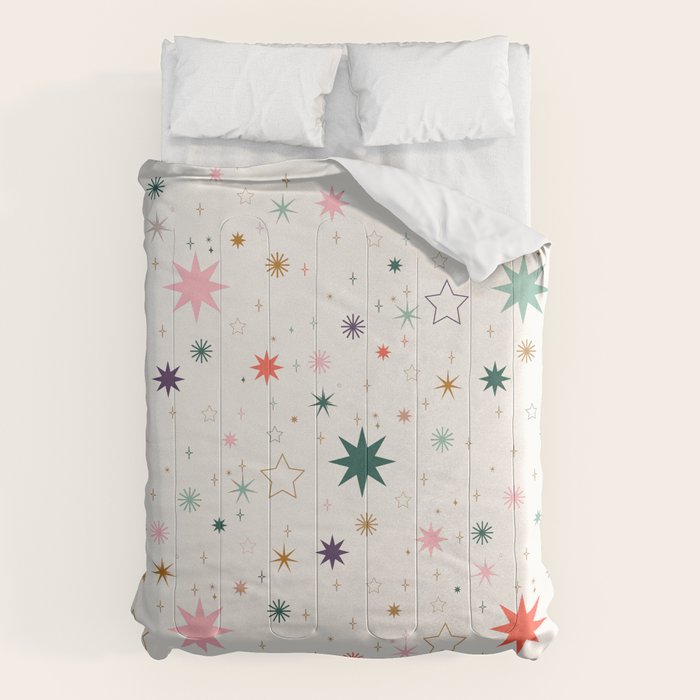 Whimsical Celestial Stars Seamless Pattern Comforter Gallery Image 6