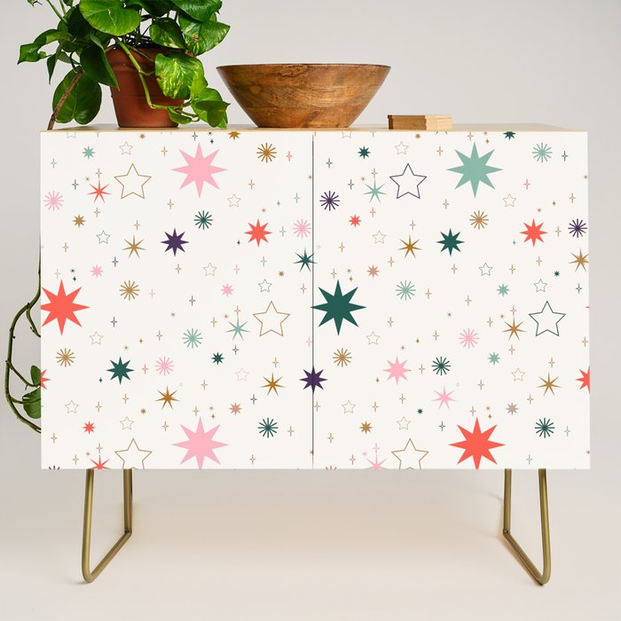 Whimsical Celestial Stars Seamless Pattern Credenza Gallery Image 1