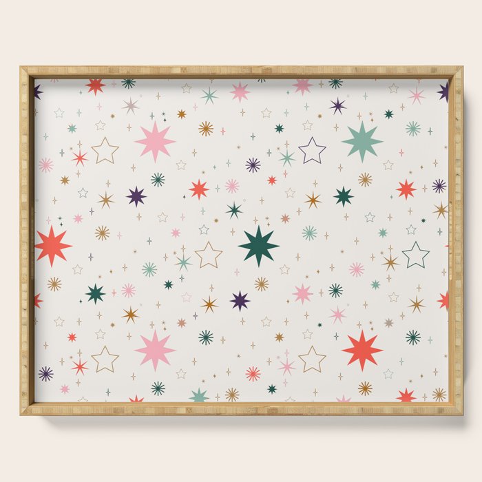 Whimsical Celestial Stars Seamless Pattern Serving Tray Gallery Image 1