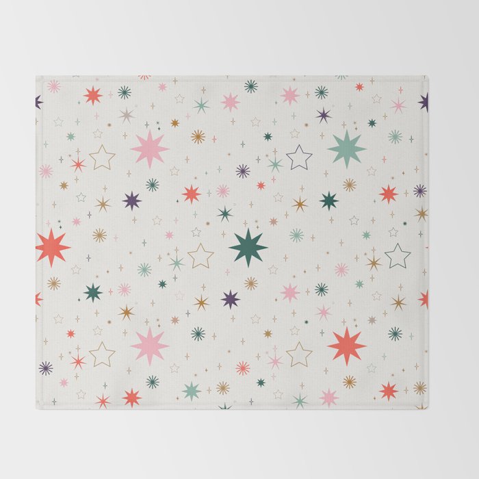 Whimsical Celestial Stars Seamless Pattern Throw Blanket Gallery Image 2