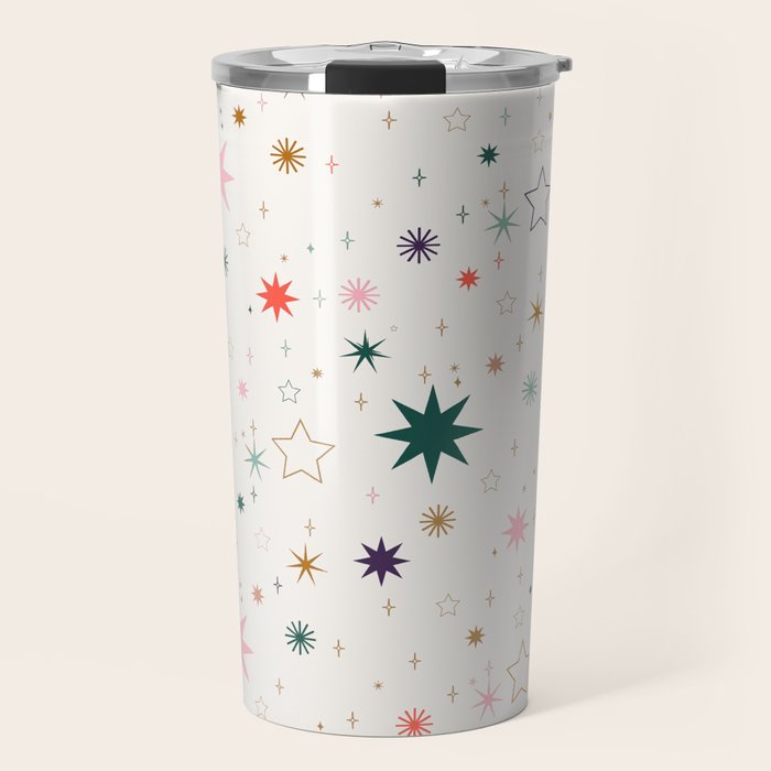 Whimsical Celestial Stars Seamless Pattern Travel Mug Gallery Image 1