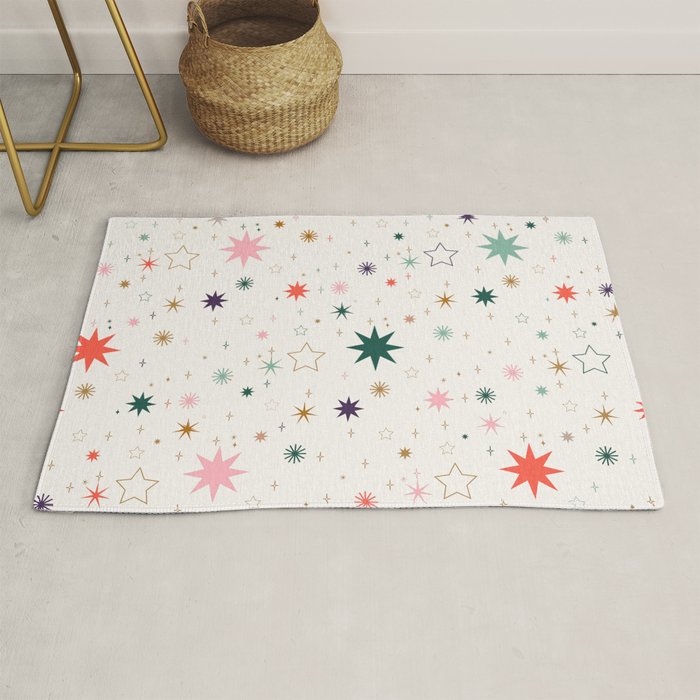 Whimsical Celestial Stars Seamless Pattern Rug Gallery Image 1