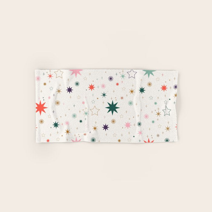 Whimsical Celestial Stars Seamless Pattern Bath Towel Gallery Image 1