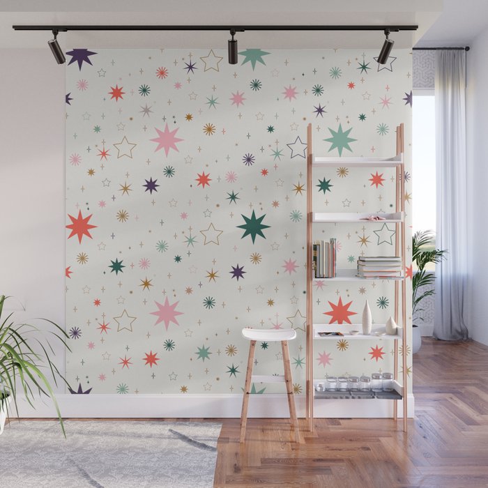 Whimsical Celestial Stars Seamless Pattern Wall Mural Gallery Image 1