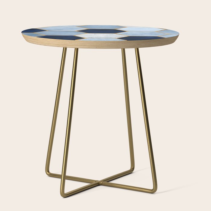 Deco Blue Marble Tile Pattern Side Table Gallery Image 1