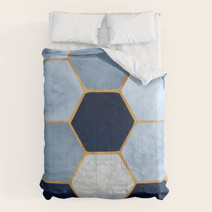 Deco Blue Marble Tile Pattern Comforter Gallery Image 6