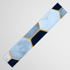 Deco Blue Marble Tile Pattern Table Runner Gallery Image 3