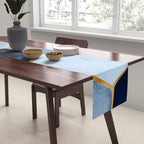 Deco Blue Marble Tile Pattern Table Runner Gallery Image 2