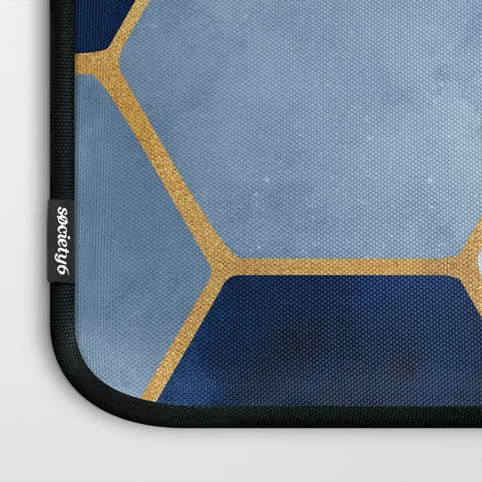 Deco Blue Marble Tile Pattern Laptop Sleeve Gallery Image 3