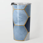 Deco Blue Marble Tile Pattern Travel Mug Gallery Image 3