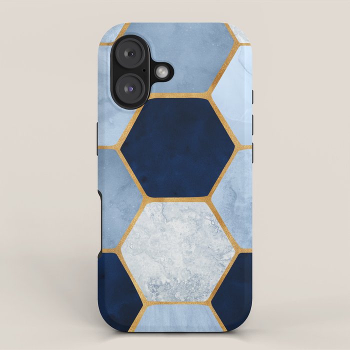 Deco Blue Marble Tile Pattern iPhone Case Gallery Image 1