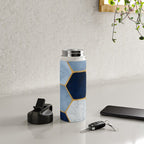 Deco Blue Marble Tile Pattern Water Bottle Gallery Image 4