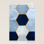 Deco Blue Marble Tile Pattern Stationery Card Gallery Image 2