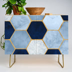 Deco Blue Marble Tile Pattern Credenza Gallery Image 1
