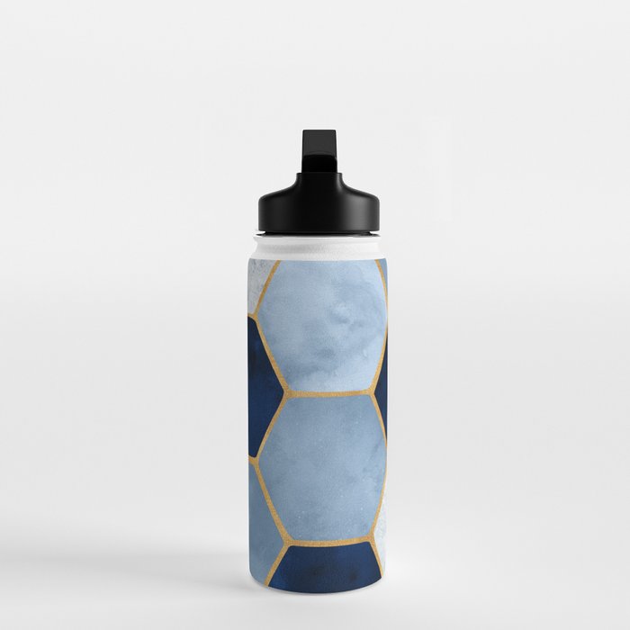 Deco Blue Marble Tile Pattern Water Bottle Gallery Image 3