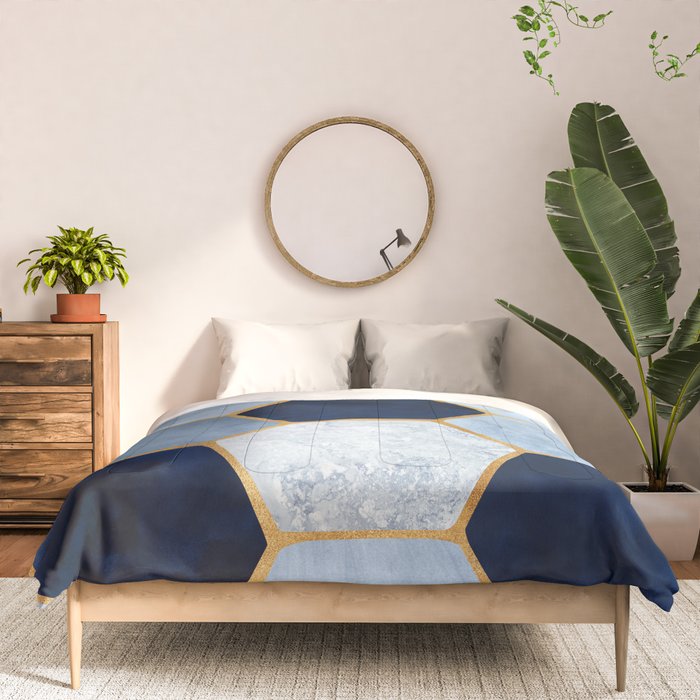 Deco Blue Marble Tile Pattern Comforter Gallery Image 3