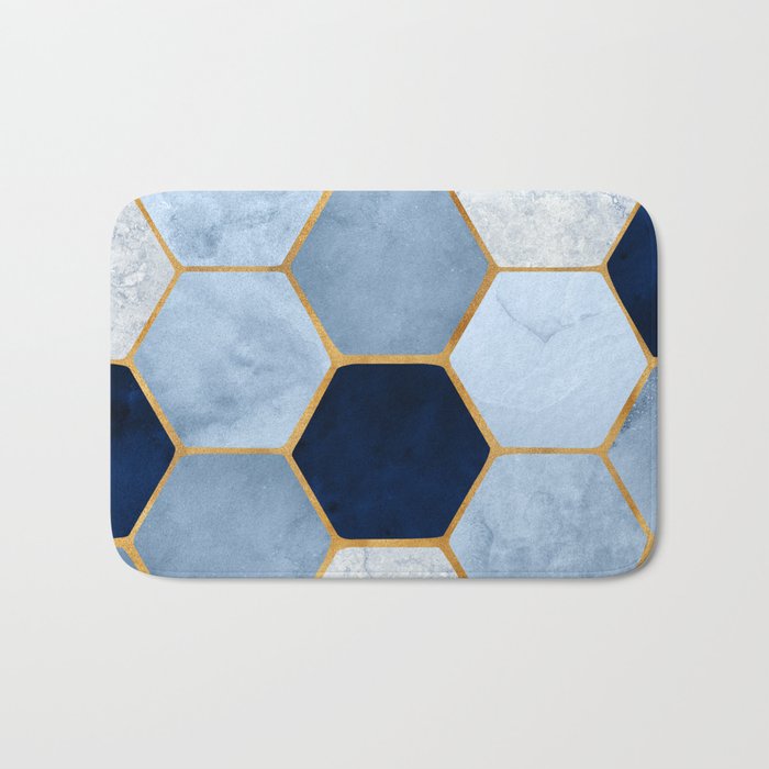 Deco Blue Marble Tile Pattern Bath Mat Gallery Image 1