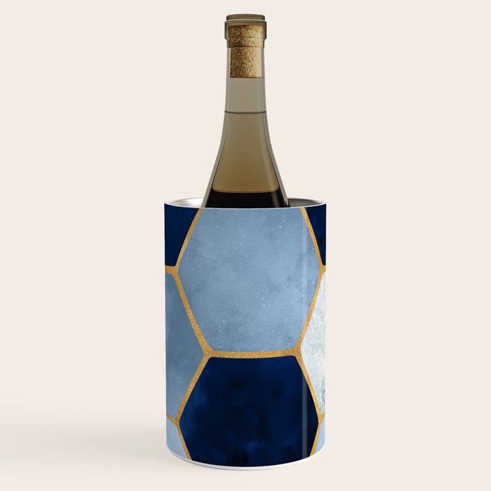 Deco Blue Marble Tile Pattern Wine Chiller Gallery Image 2