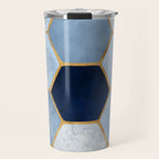 Deco Blue Marble Tile Pattern Travel Mug Gallery Image 1