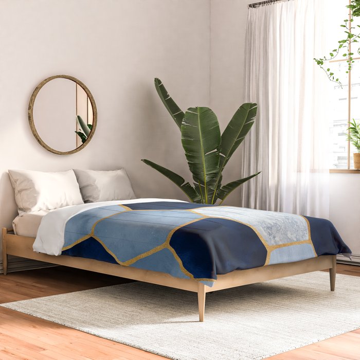 Deco Blue Marble Tile Pattern Comforter Gallery Image 2