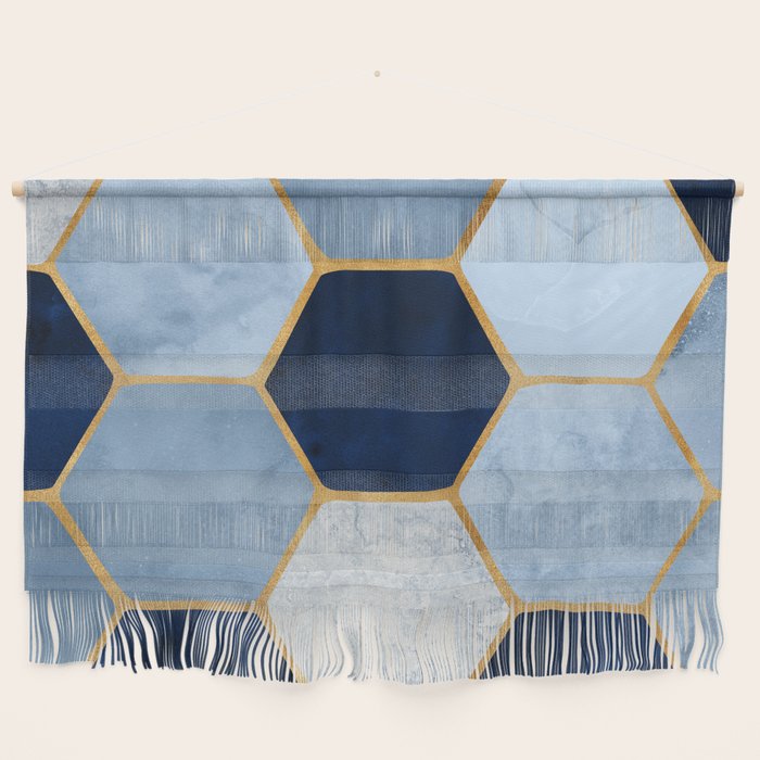 Deco Blue Marble Tile Pattern Wall Hanging Gallery Image 1