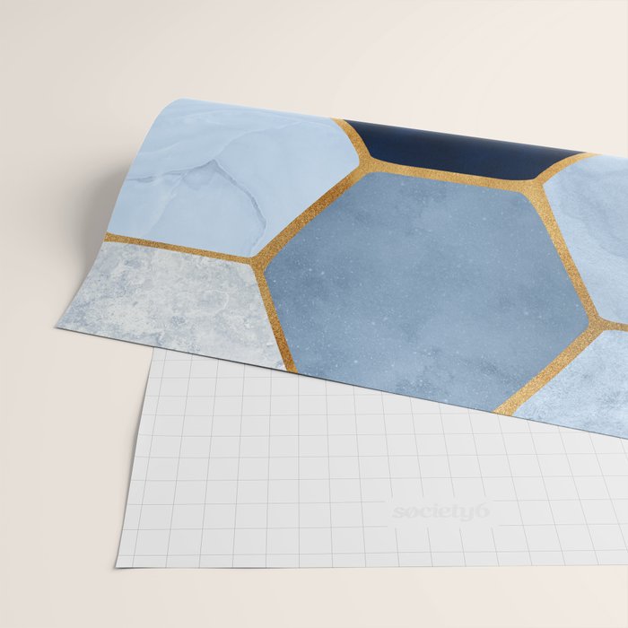 Deco Blue Marble Tile Pattern Wrapping Paper Gallery Image 2