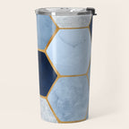 Deco Blue Marble Tile Pattern Travel Mug Gallery Image 2