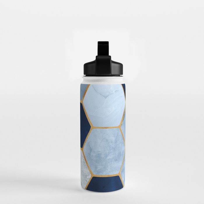 Deco Blue Marble Tile Pattern Water Bottle Gallery Image 2