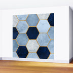 Deco Blue Marble Tile Pattern Wall Mural Gallery Image 2