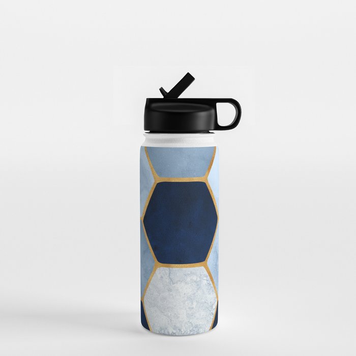 Deco Blue Marble Tile Pattern Water Bottle Gallery Image 1