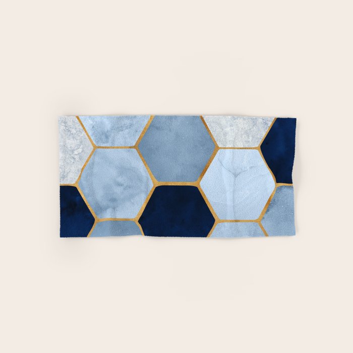 Deco Blue Marble Tile Pattern Towels Gallery Image 1