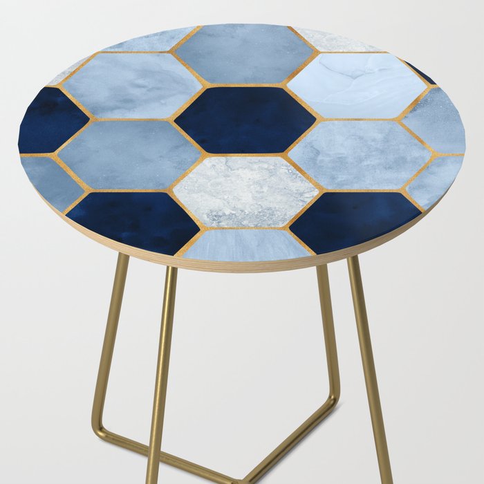 Deco Blue Marble Tile Pattern Side Table Gallery Image 2