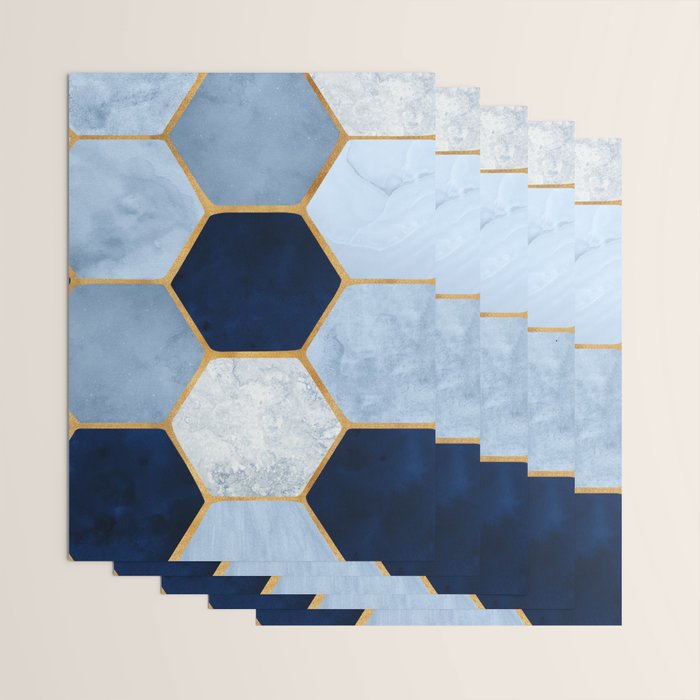 Deco Blue Marble Tile Pattern Wrapping Paper Gallery Image 3
