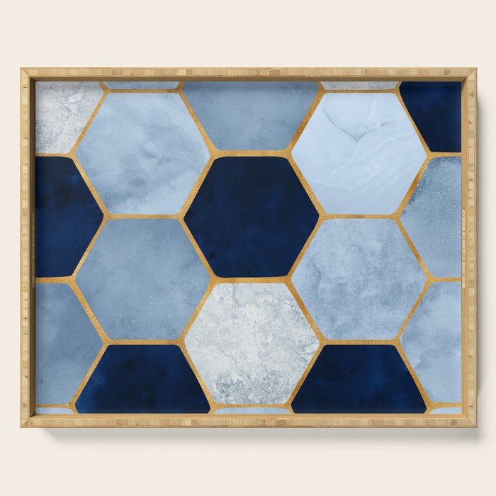 Deco Blue Marble Tile Pattern Serving Tray Gallery Image 1