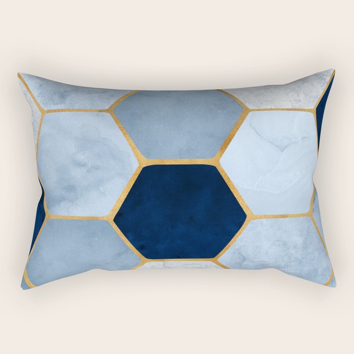 Deco Blue Marble Tile Pattern Rectangular Pillow Gallery Image 1