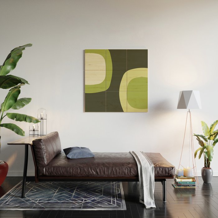 Scandinavian Minimalist Art Chartreuse Wood Wall Art Gallery Image 2