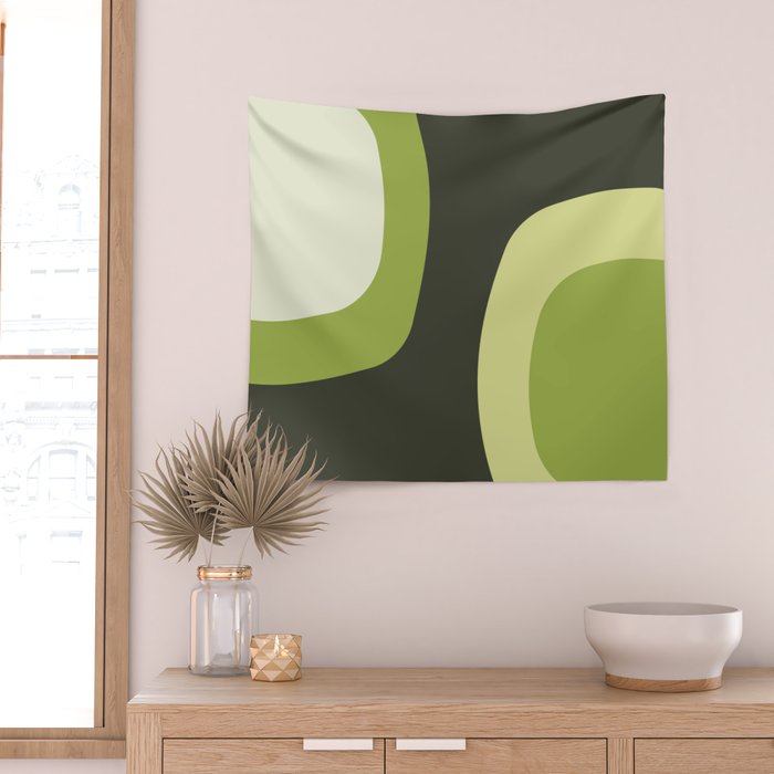 Scandinavian Minimalist Art Chartreuse Wall Tapestry Gallery Image 2