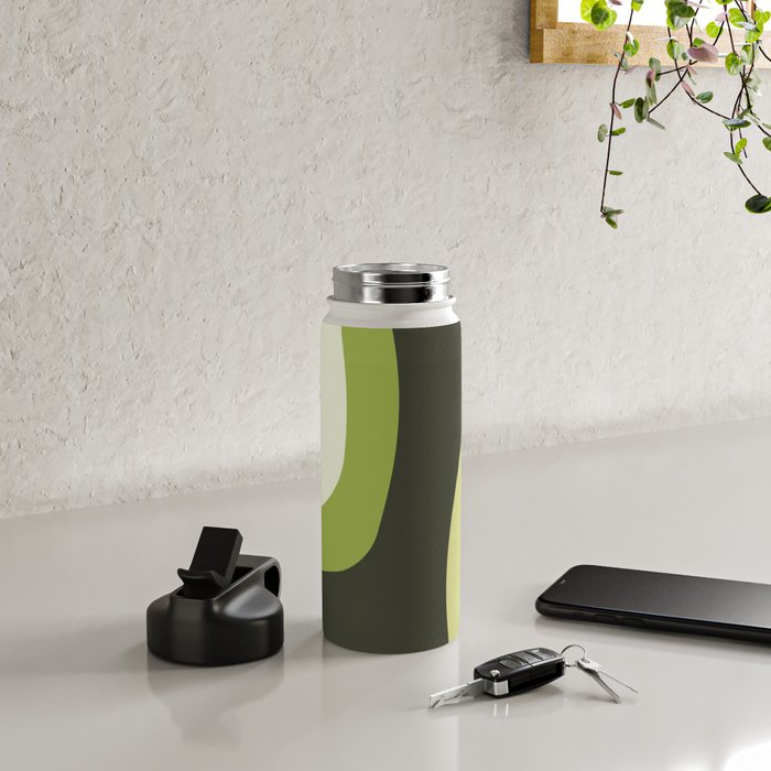 Scandinavian Minimalist Art Chartreuse Water Bottle Gallery Image 4