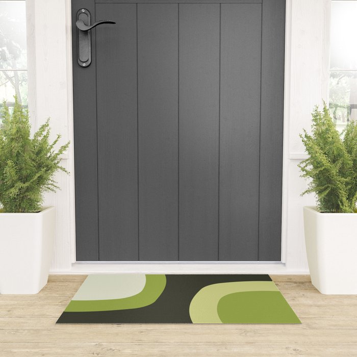 Scandinavian Minimalist Art Chartreuse Welcome Mat Gallery Image 3