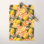 Bold Lemon Citrus Pattern Wrapping Paper Gallery Image 1