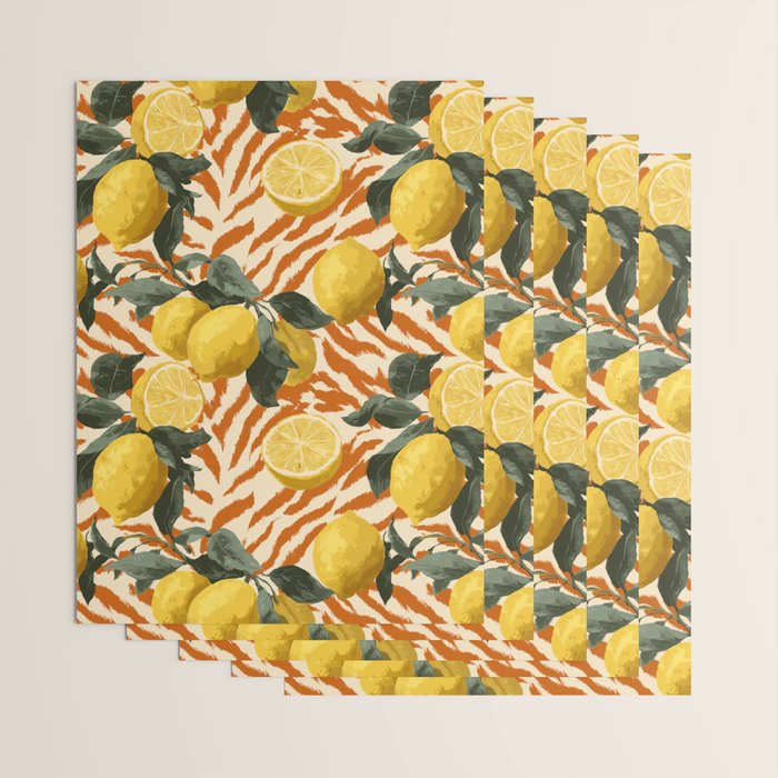 Bold Lemon Citrus Pattern Wrapping Paper Gallery Image 3