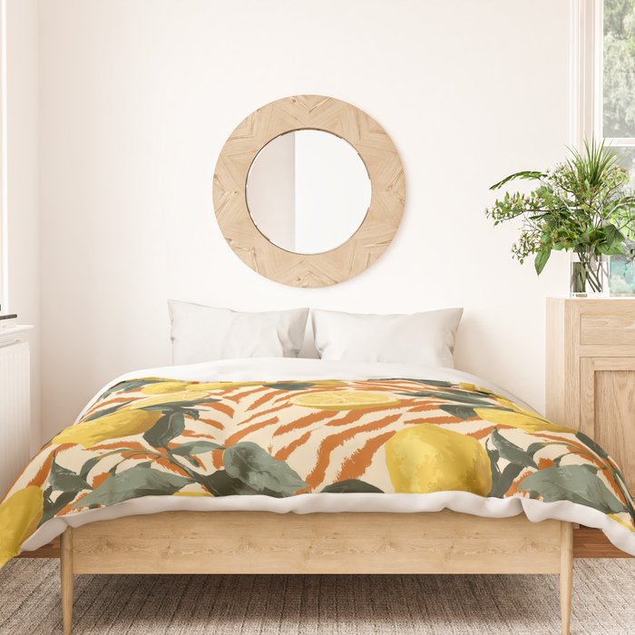 Bold Lemon Citrus Pattern Duvet Cover Gallery Image 3