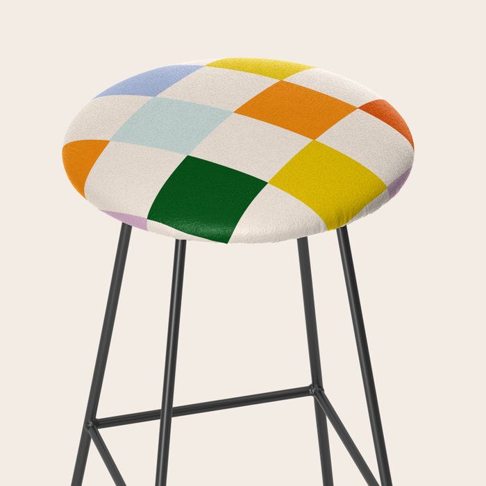 Retro Rainbow Checkerboard  Stool Gallery Image 2