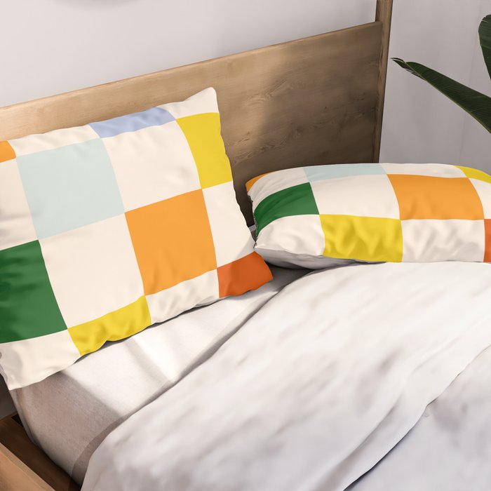 Retro Rainbow Checkerboard  Pillow Sham Gallery Image 2