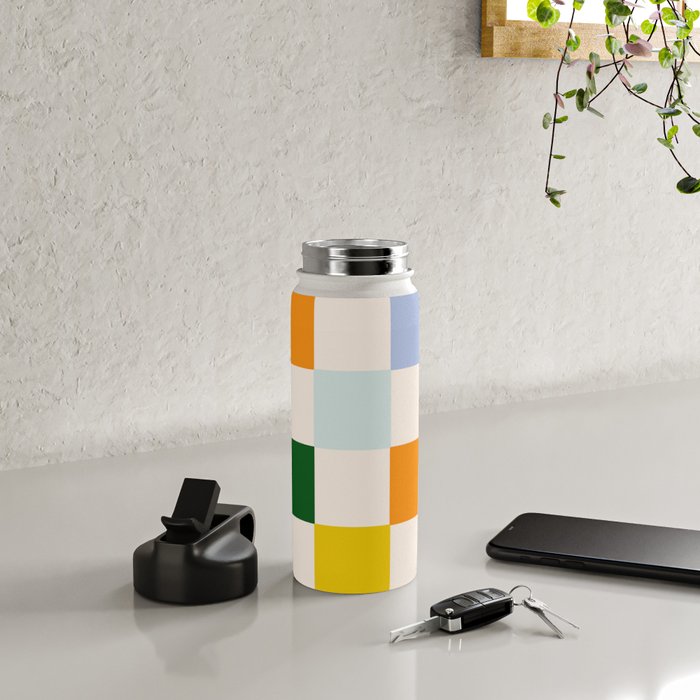 Retro Rainbow Checkerboard  Water Bottle Gallery Image 5